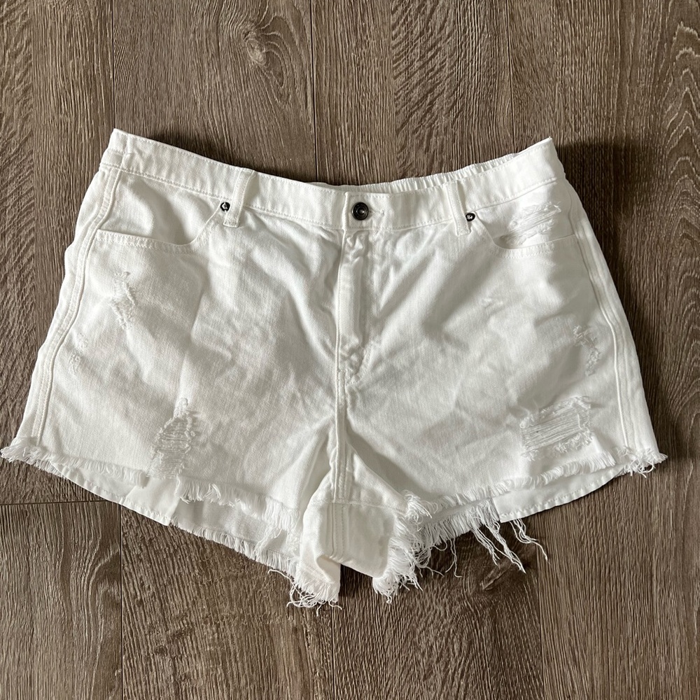 aerie White Daydream Distressed Denim Jean Shorts